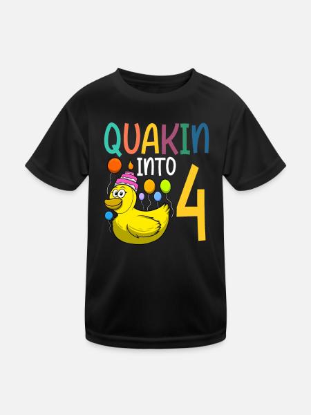 Duck Birthday Party Kids 4th Birthday Duck - Kids Functional T-Shirt - black - Front