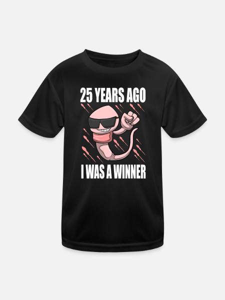 Man Sperm Birthday 25 Year Old - Kids Functional T-Shirt - black - Front