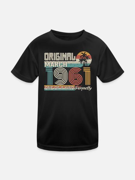 March 1961 Birthday March 1961 Gift - Kids Functional T-Shirt - black - Front