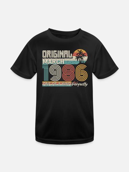März 1986 Geburtstag März 1986 Geschenk - Kinder Funktions-T-Shirt - Schwarz - Vorne