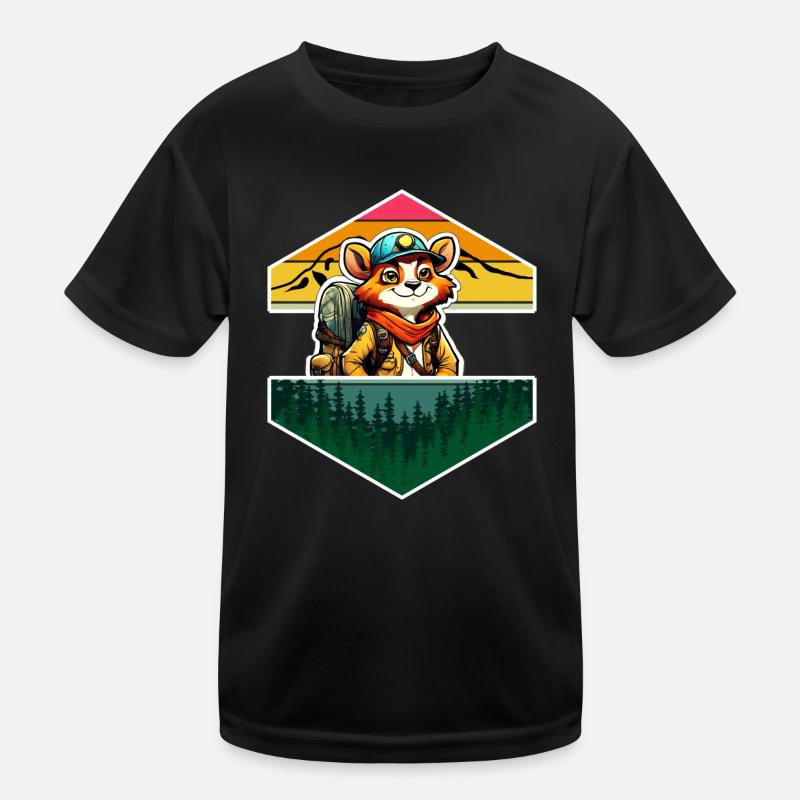 Red Panda Comic Adventure Forest Mountains - Kids Functional T-Shirt - black