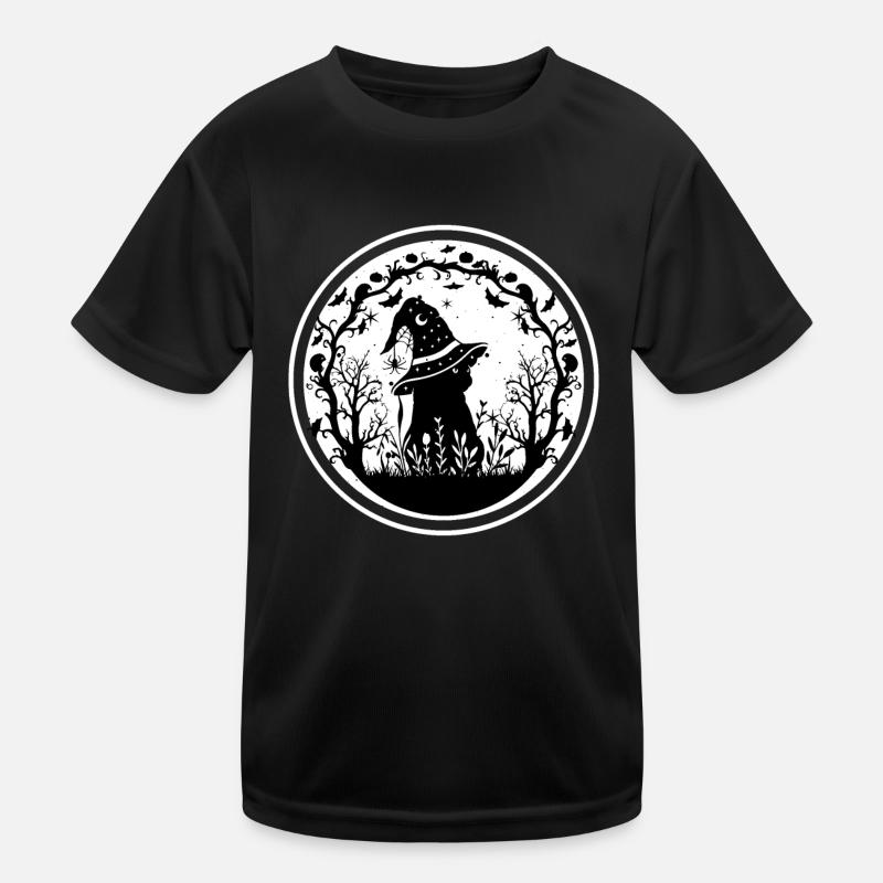 Hexerei Katze Geisterstunde Kinder Funktions-T-Shirt