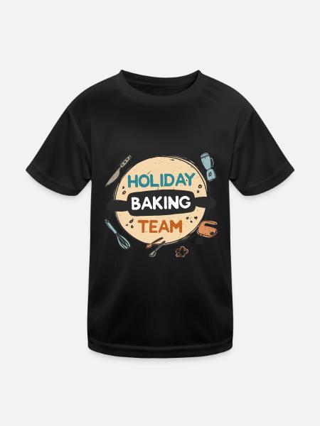 Backen im Urlaub Team - Kinder Funktions-T-Shirt - Schwarz - Vorne