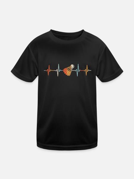 badminton heartbeat badminton sport - Kids Functional T-Shirt - black - Front