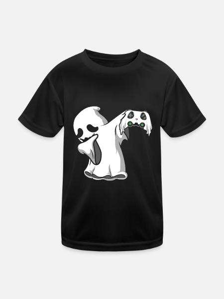 Halloween Dabbing Ghost Gamer - Kids Functional T-Shirt - black - Front