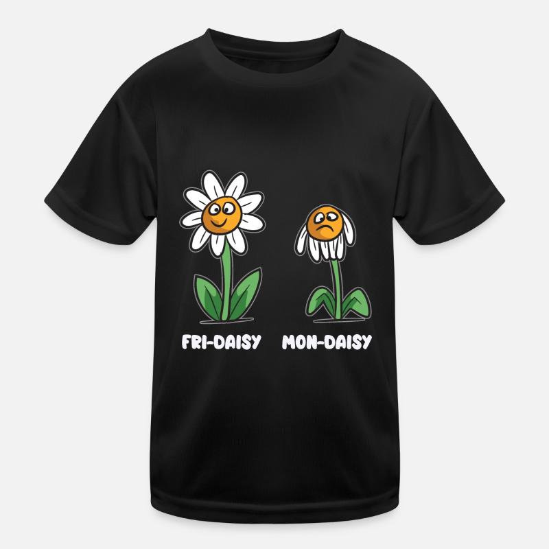 Leben eines Gänseblümchen Mon-Daisy Fri-Daisy - Kinder Funktions-T-Shirt - Schwarz