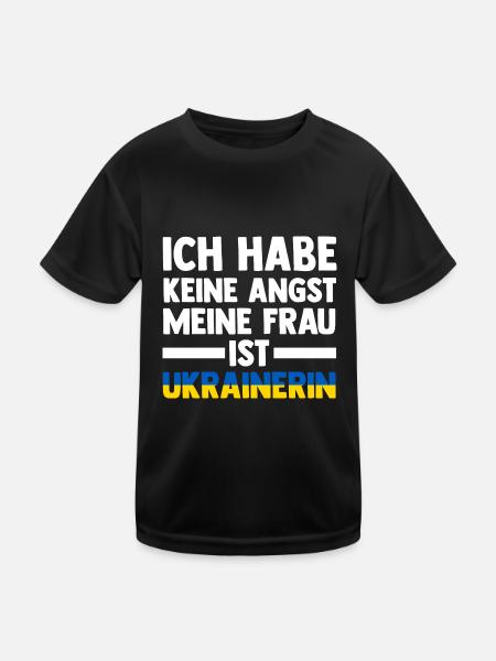 Ich habe keine Angst meine Frau ist Ukrainerin - Kinder Funktions-T-Shirt - Schwarz - Vorne
