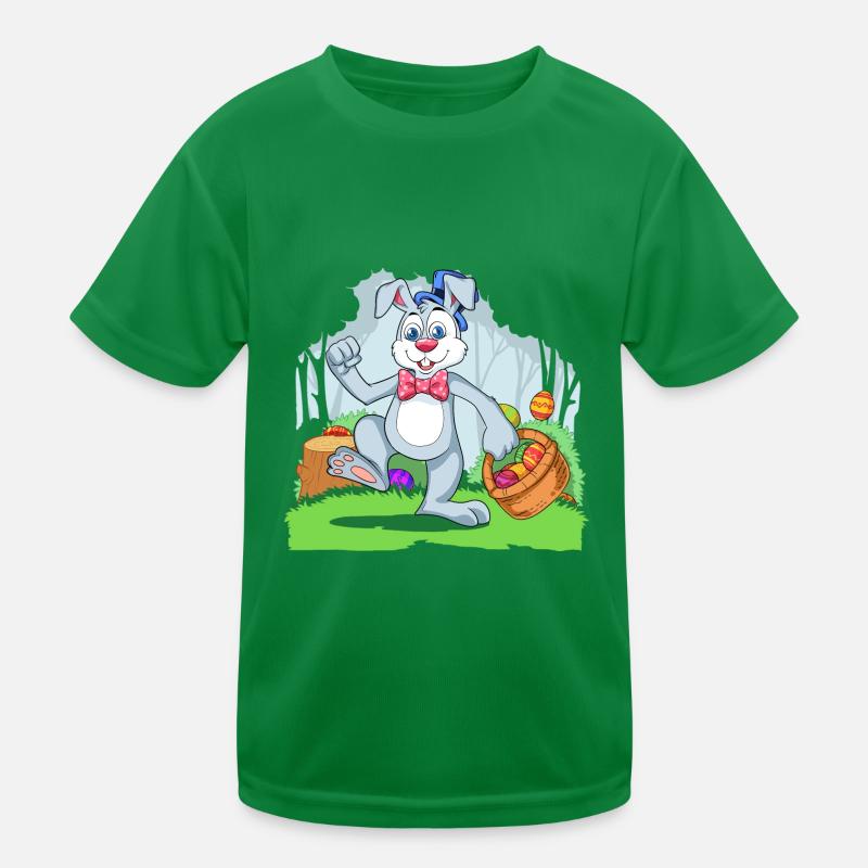 Easter Bunny With Colorful Egg Basket Kinder Funktions-T-Shirt