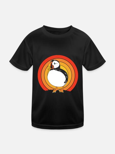 Papageientaucher Puffin - Kinder Funktions-T-Shirt - Schwarz - Vorne