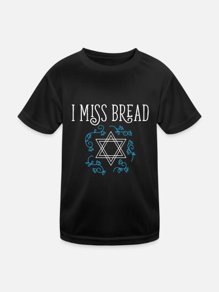 Funny Jewish Kosher Passover I Miss Bread No - Kinder Funktions-T-Shirt - Schwarz - Vorne