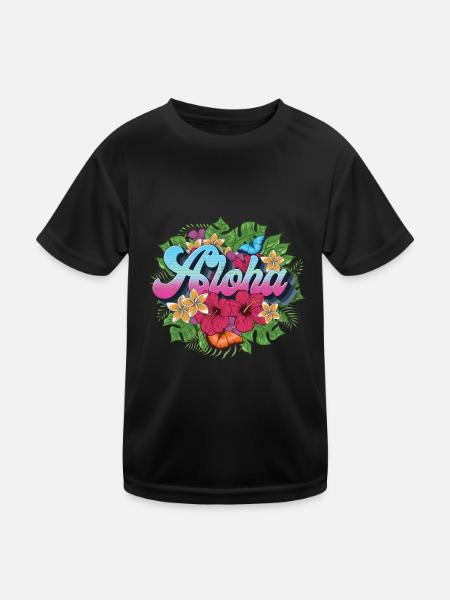 Aloha Blume für einen Hawaii-Liebhaber und Surfer - Kinder Funktions-T-Shirt - Schwarz
