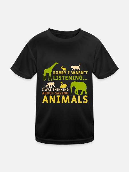 Thinking About Animals Cute Quote Saving Animals - Kids Functional T-Shirt - black - Front