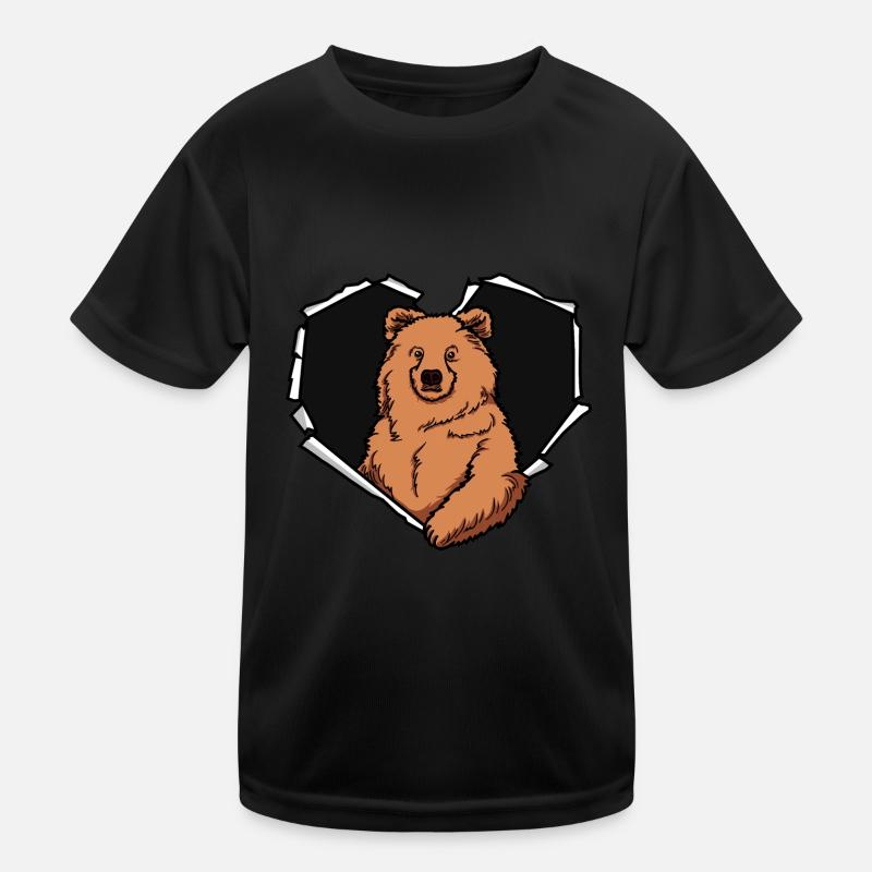 Bear Crack Torn Hole Heart Bear Face Kids Functional T-Shirt