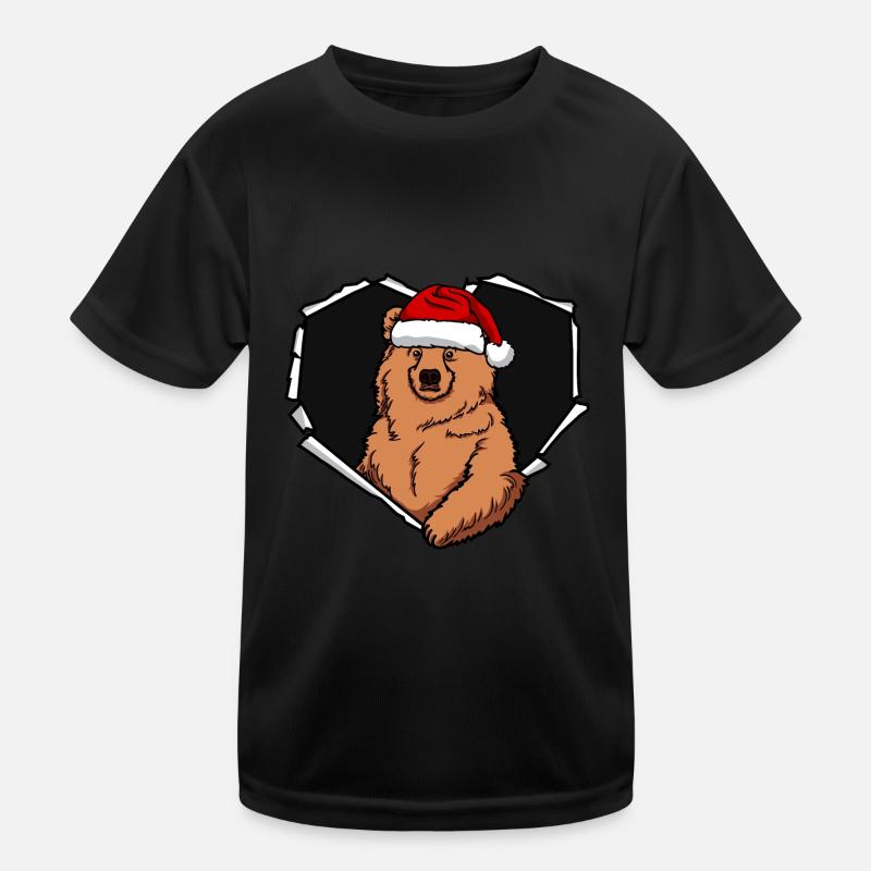Bear crack torn perforated cap Kids Functional T-Shirt