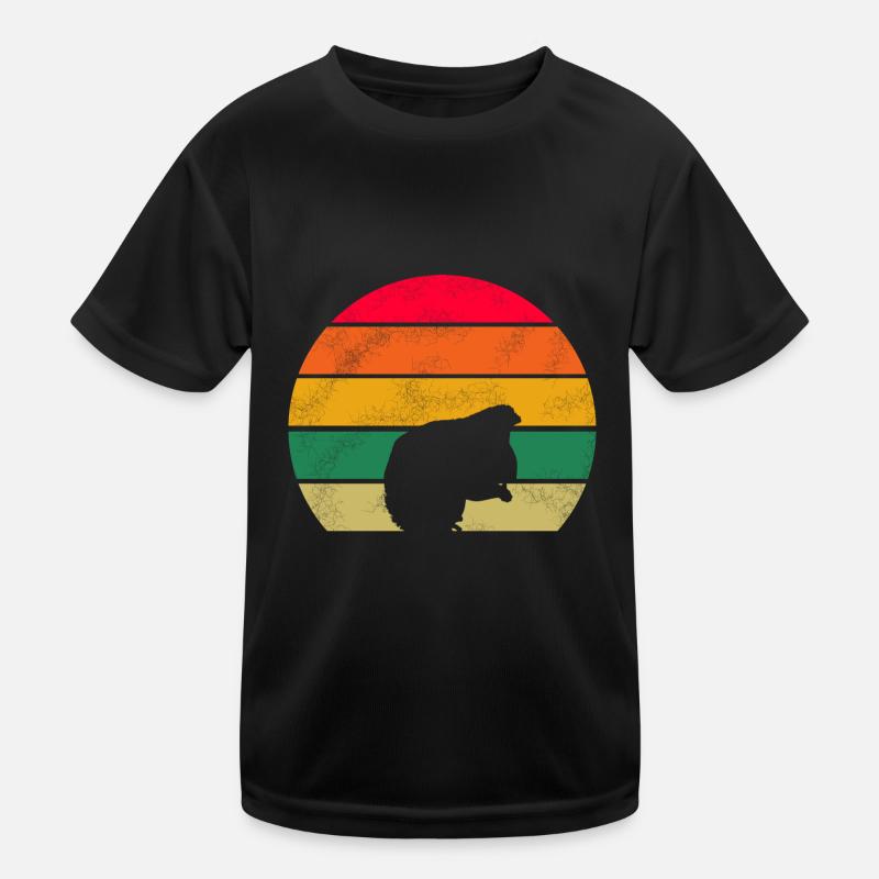 Retro Eichhörnchen - Kinder Funktions-T-Shirt - Schwarz