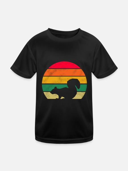 Forest Dweller Nature Animal Retro Squirrel - Kids Functional T-Shirt - black - Front
