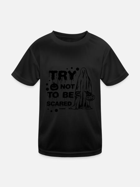 versuche nicht ängstlich zu sein Geist Kostüm - Kinder Funktions-T-Shirt - Schwarz - Vorne