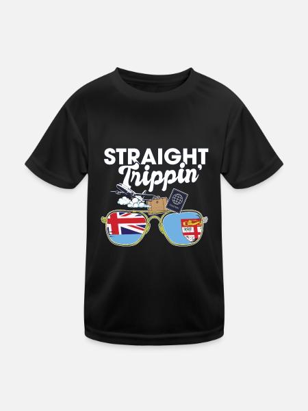 Straight Trippin' Fiji Vacation Tour Travel Trip - Kinder Funktions-T-Shirt - Schwarz - Vorne
