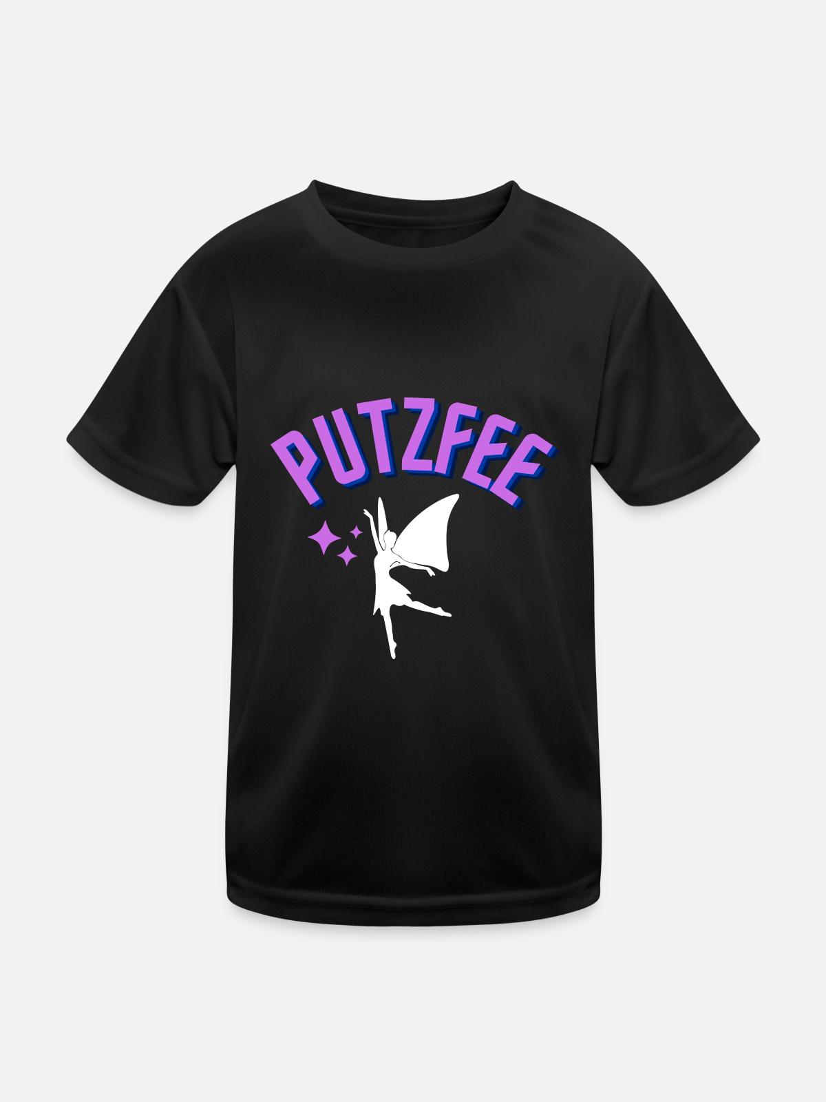 Putzfee - Kinder Funktions-T-Shirt - Schwarz - Vorne