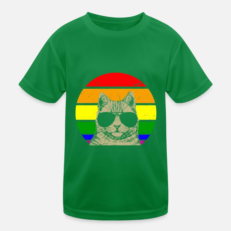 Schwule Katze mit Brille Kinder Funktions-T-Shirt
