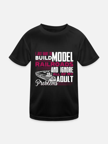 Model Railroad Build Model Railroads - Kids Functional T-Shirt - black