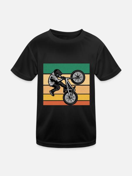 BMX Fahrrad - Kinder Funktions-T-Shirt - Schwarz - Vorne