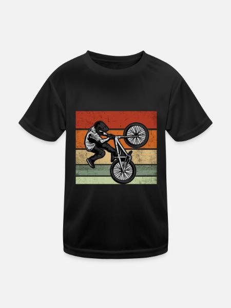 BMX Kinder Shirt Fahrrad - Kinder Funktions-T-Shirt - Schwarz - Vorne