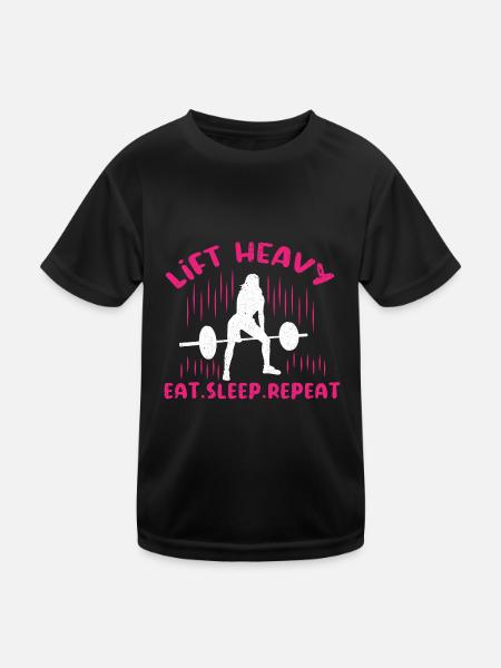 Fitness Strength Training Strength Triathlon Weightlifting - Kids Functional T-Shirt - black - Front