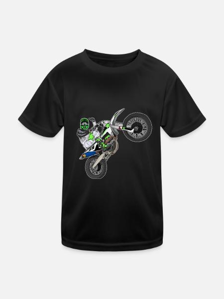 Motocross / Enduro / Freestyle mx / Dirtbike retro - Kids Functional T-Shirt - black - Front