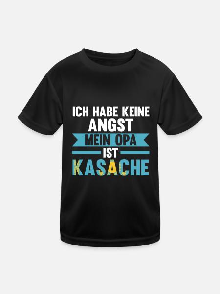 Ich habe keine Angst mein Opa ist Kasache - Kinder Funktions-T-Shirt - Schwarz - Vorne