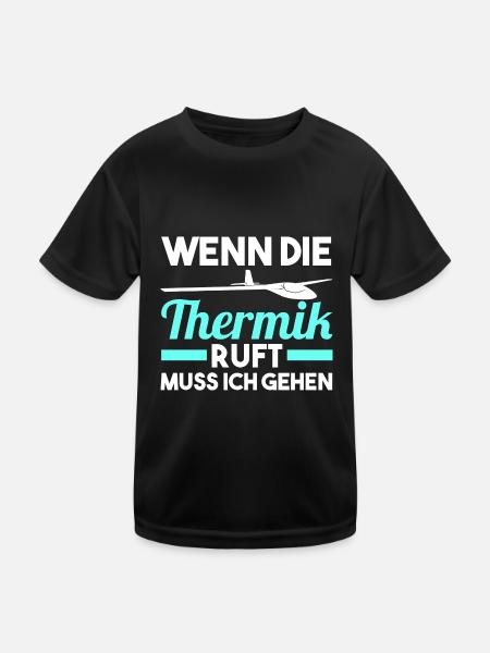 Segelflieger Fliegen Segelfliegen - Kinder Funktions-T-Shirt - Schwarz - Vorne