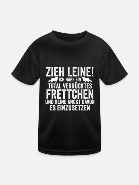 Ich habe einen total verrücktes Frettchen - Kinder Funktions-T-Shirt - Schwarz - Vorne