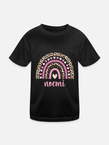 Noemi Regenbogen Name Geburtstag Noemi - Kinder Funktions-T-Shirt - Schwarz - Vorne