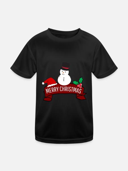 Christmas Gift Snowman Merry Christmas - Kids Functional T-Shirt - black - Front