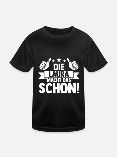 Laura - Kinder Funktions-T-Shirt - Schwarz - Vorne
