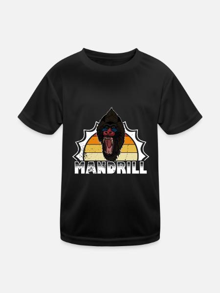 Safari Mandrill Dschungel Zoologe Zoo Biologe - Kinder Funktions-T-Shirt - Schwarz - Vorne