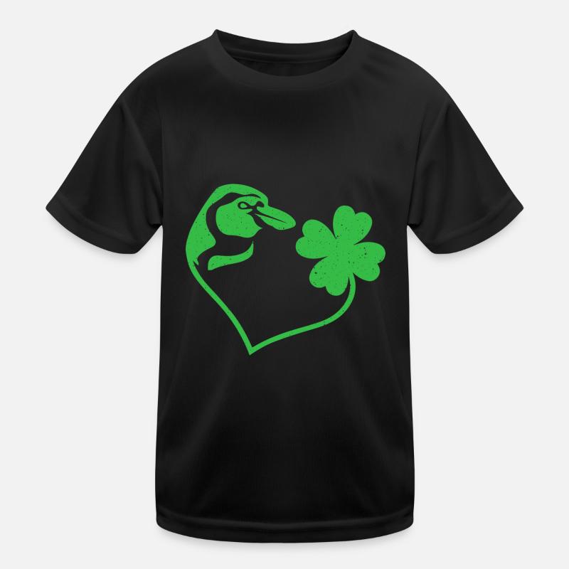 Pinguin Kleeblatt Glücksbringer Liebe Kinder Funktions-T-Shirt