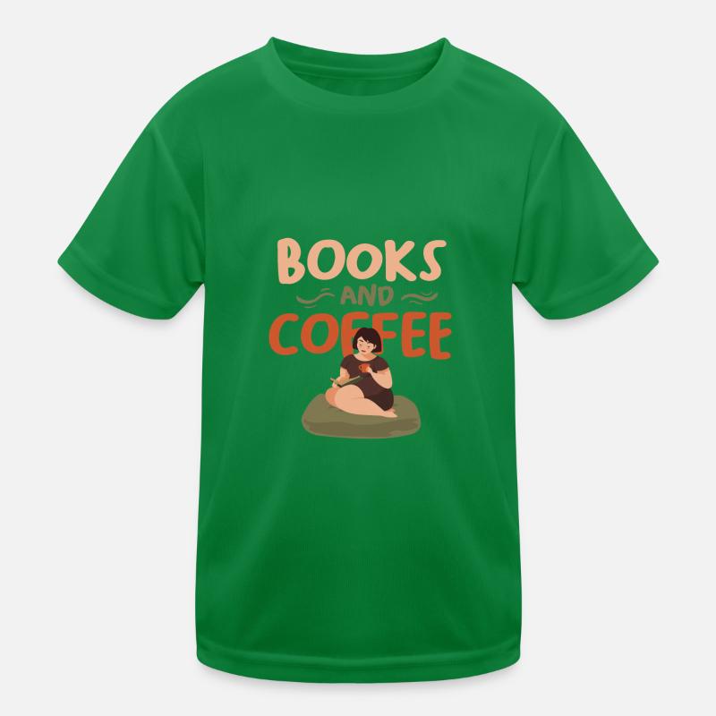 Bücher und Kaffee Bibliothekar Kaffee Trinker Geschenk Kinder Funktions-T-Shirt