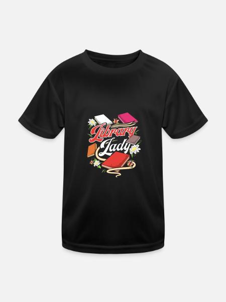 Book Lover Gift Fun Library Lady Reader - Kids Functional T-Shirt - black - Front