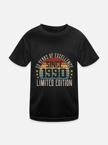 Limited Edition 1990 Geschenk Zum 33. Geburtstag - Kinder Funktions-T-Shirt - Schwarz - Vorne