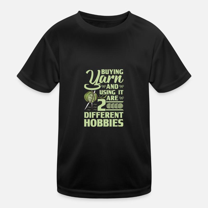 Stricken Humor Garn kaufen und verwenden 2 Kinder Funktions-T-Shirt