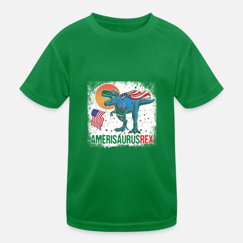 Patriotic Amerisaurus Rex Fun Dinosaur Waving Kids Functional T-Shirt