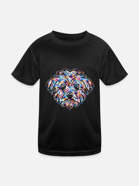 Cute Maltese Geometric - Kids Functional T-Shirt - black - Front