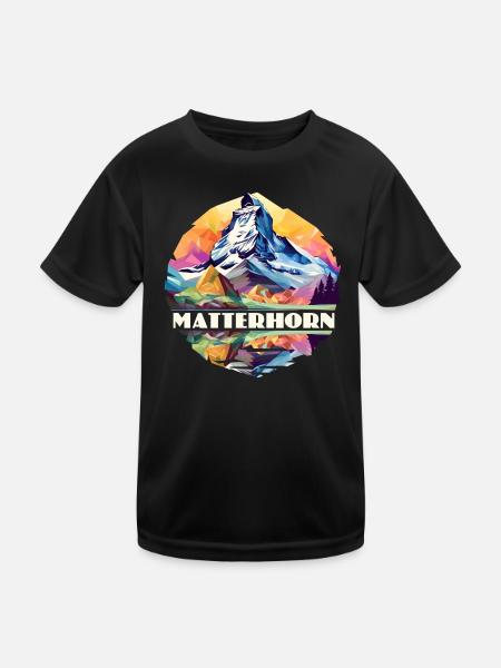 Matterhorn Berg Wandern Andenken Zermatt Schweiz - Kinder Funktions-T-Shirt - Schwarz - Vorne