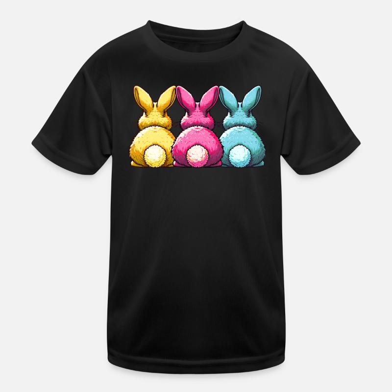 BUNTE OSTERHASEN Fröhliche Ostern Kinder Funktions-T-Shirt