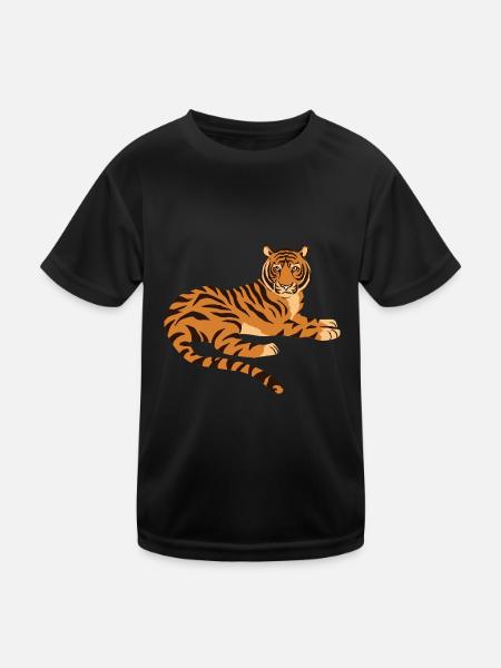 tiger - Kinder Funktions-T-Shirt - Schwarz