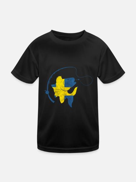 Fishing Fishing Tour Sweden Fishing Rod - Kids Functional T-Shirt - black - Front