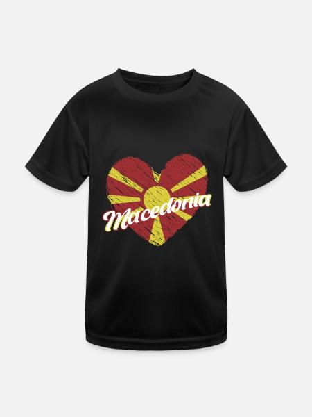 Balkan Mazedonische Flagge Mazedonien Herkunft - Kinder Funktions-T-Shirt - Schwarz - Vorne