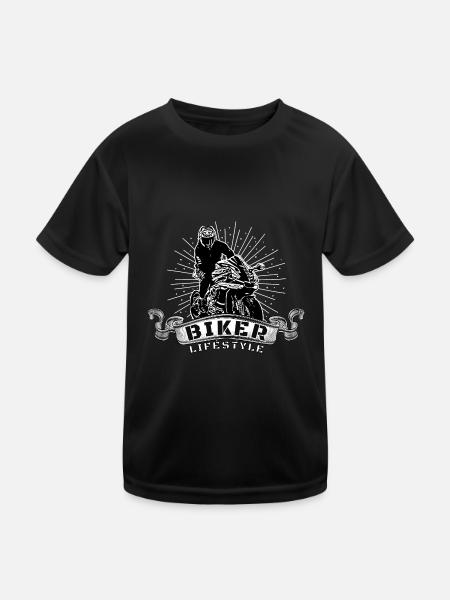 Motorcycle Lifestyle / Motorcycle / Motorcycles biker - Kids Functional T-Shirt - black - Front