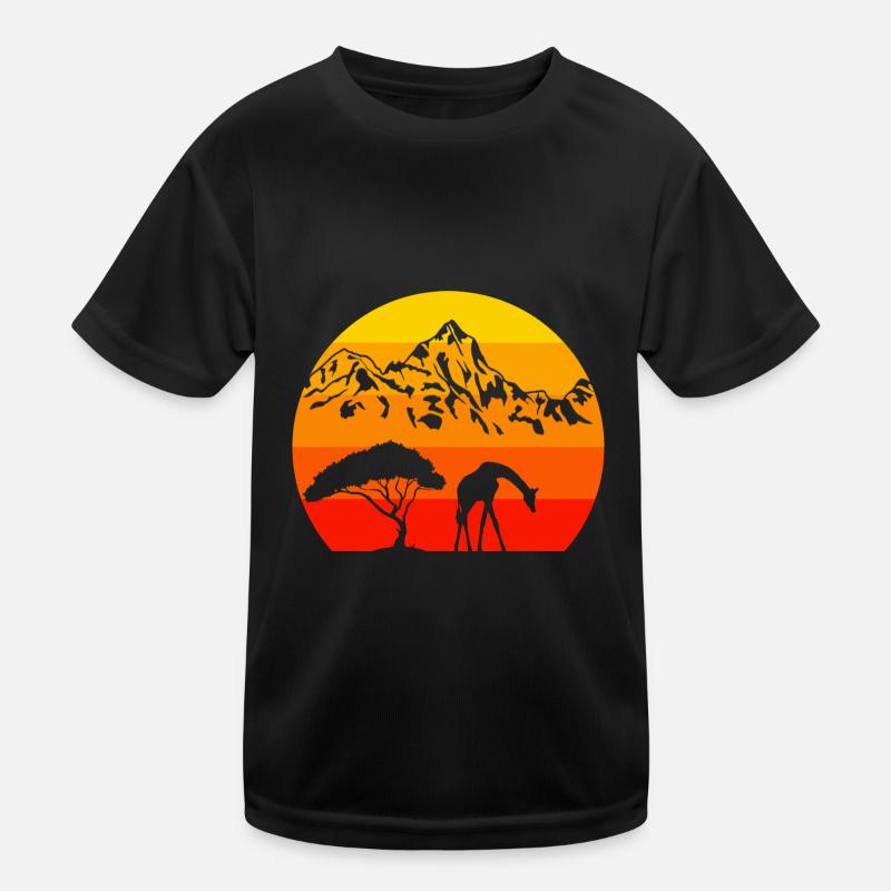 Afrikanisches Tier Baum Geschenk Retro Giraffe Kinder Funktions-T-Shirt